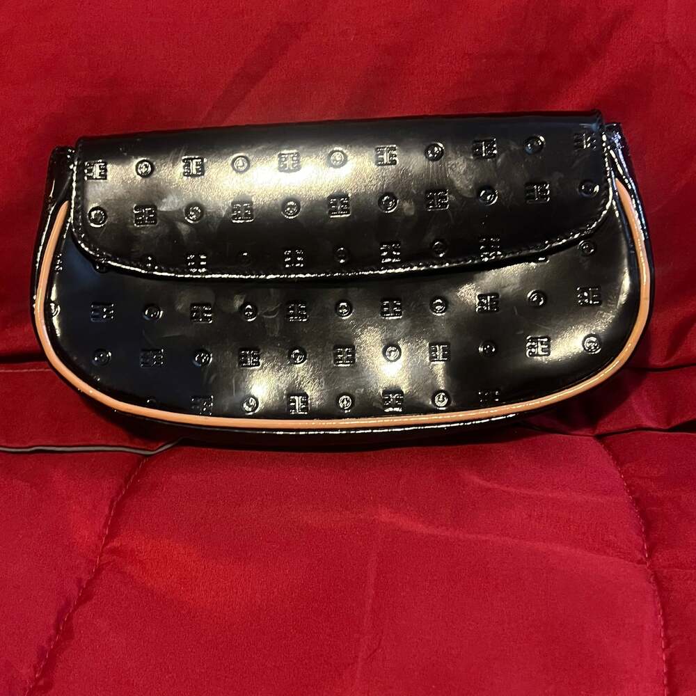 Arcadia Patent Leather Wristlet Black Clutch Bag Made in Italy No Strap